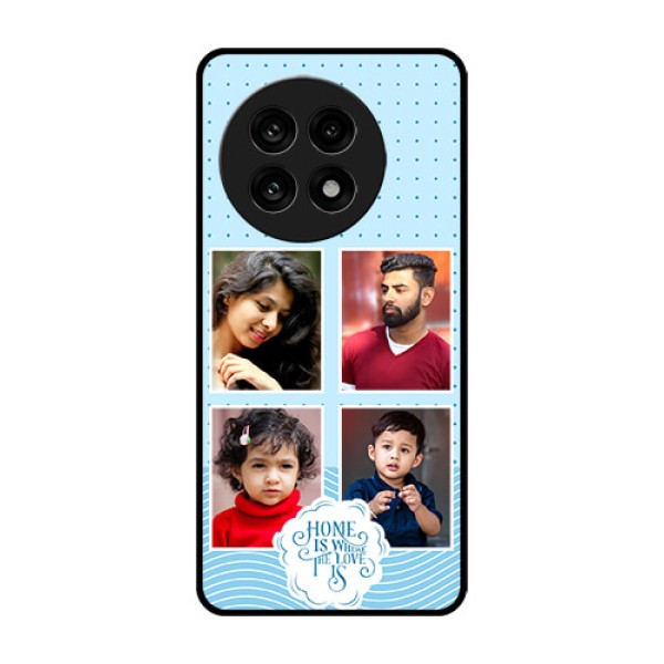 OnePlus 13R 5G Custom Glass Phone Case - Cute Love Quote With 4 Pic Upload Design