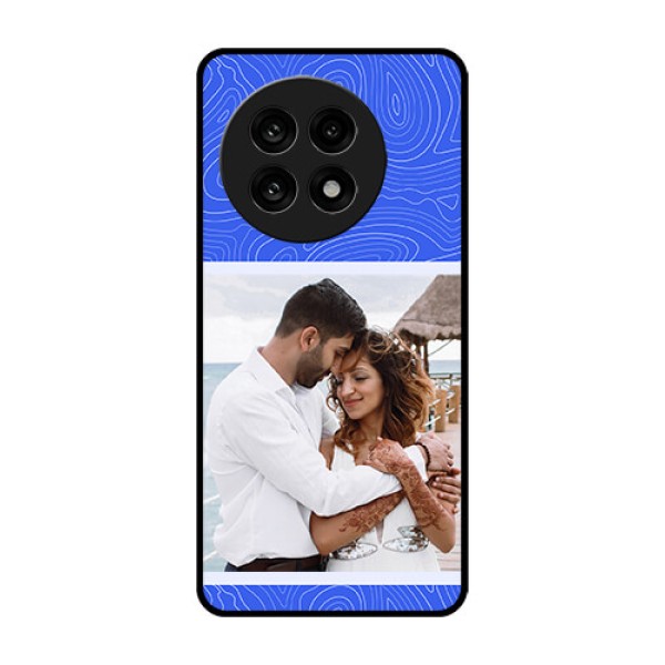OnePlus 13R 5G Custom Glass Phone Case - Curved Line Art With Blue And White Design