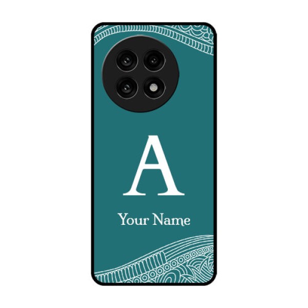 OnePlus 13R 5G Custom Glass Phone Case - Line Art Pattern With Custom Name Design OnePlus 13R 5G Custom Glass Phone Case - Line Art Pattern With Custom Name Design