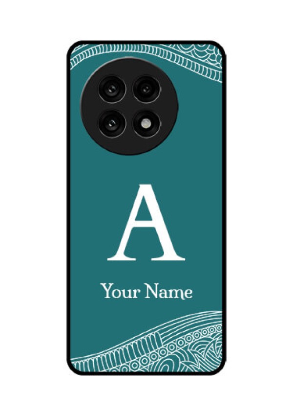 OnePlus 13R 5G Custom Glass Phone Case - Line Art Pattern With Custom Name Design
