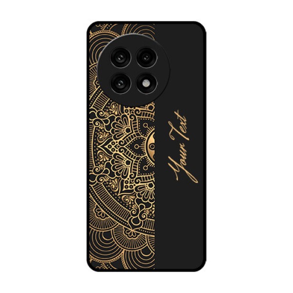 OnePlus 13R 5G Custom Glass Phone Case - Mandala Art With Custom Text Design