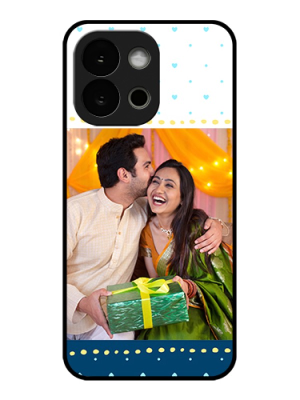 Custom OnePlus 13s 5G Custom Glass Phone Case - White And Blue Abstract Design