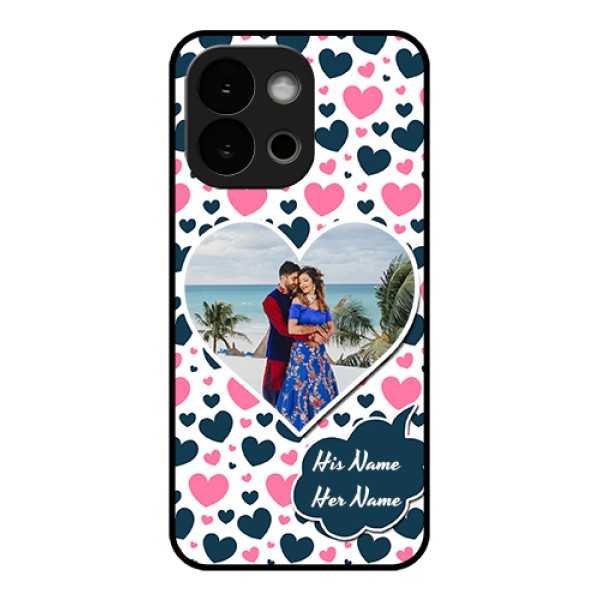 OnePlus 13s 5G Custom Glass Phone Case - Pink & Blue Heart Design OnePlus 13s 5G Custom Glass Phone Case - Pink & Blue Heart Design