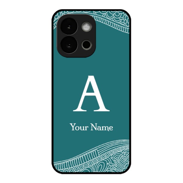 OnePlus 13s 5G Custom Glass Phone Case - Line Art Pattern With Custom Name Design OnePlus 13s 5G Custom Glass Phone Case - Line Art Pattern With Custom Name Design