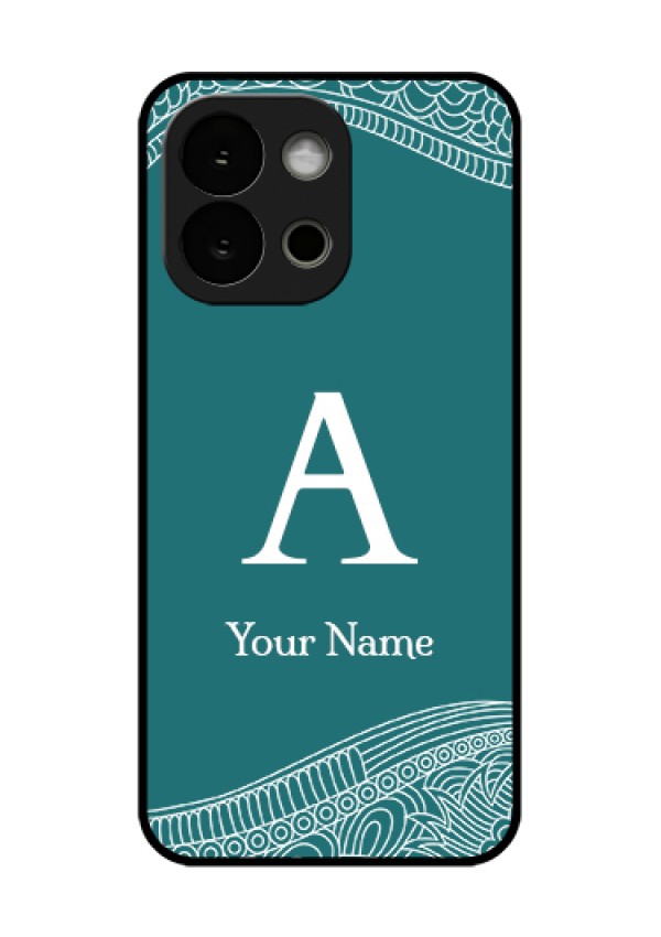 OnePlus 13s 5G Custom Glass Phone Case - Line Art Pattern With Custom Name Design