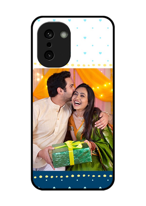 OnePlus 15R 5G Custom Glass Phone Case - White And Blue Abstract Design