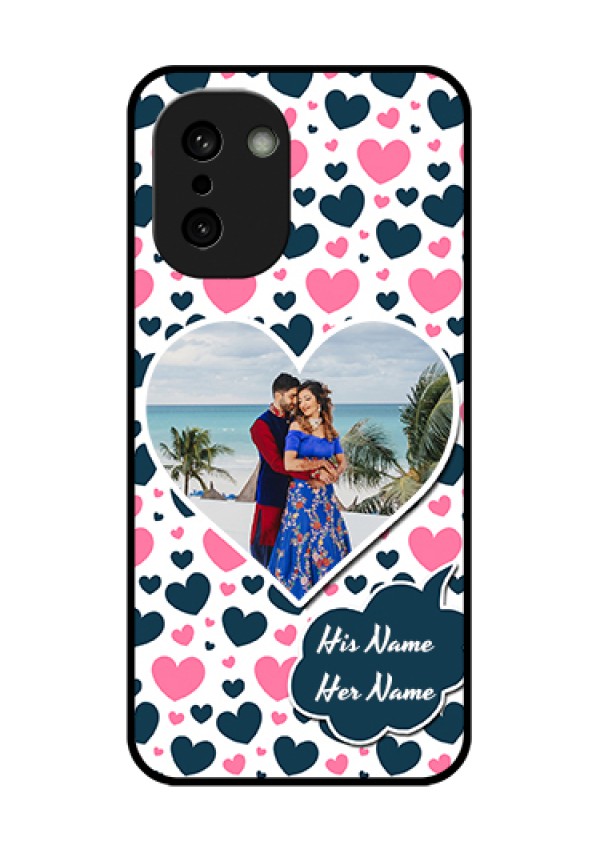 OnePlus 15R 5G Custom Glass Phone Case - Pink & Blue Heart Design