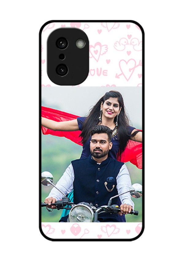 OnePlus 15R 5G Custom Glass Phone Case - Pink Flying Heart Design