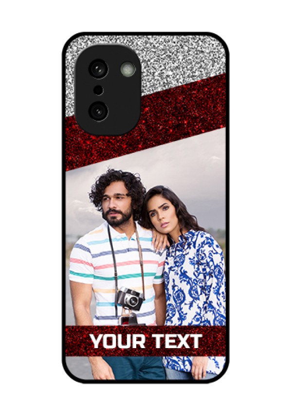 OnePlus 15R 5G Custom Glass Phone Case - Image Holder With Glitter Strip Design