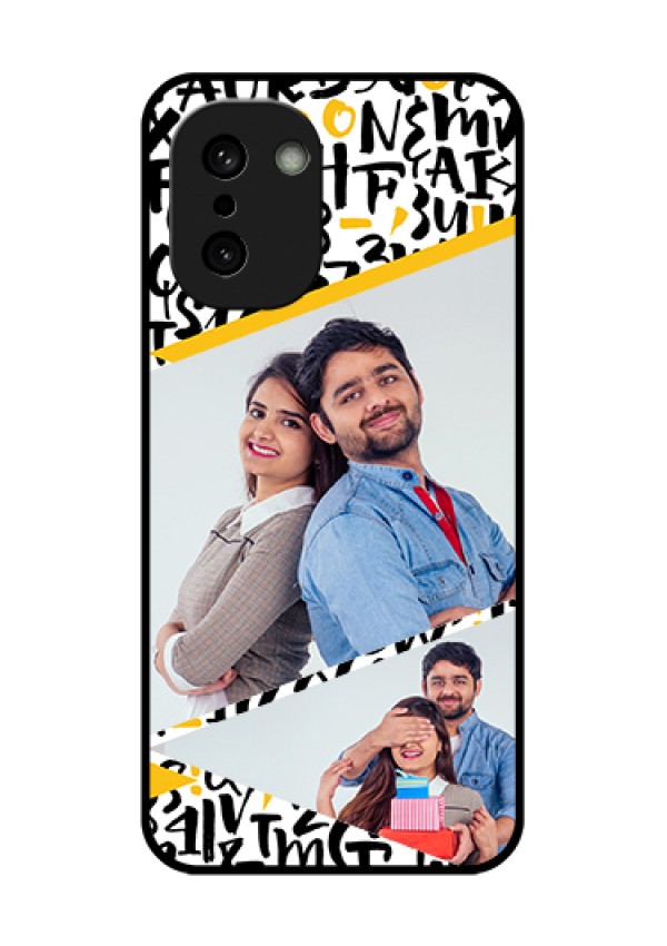 OnePlus 15R 5G Custom Glass Phone Case - Letters Pattern Design