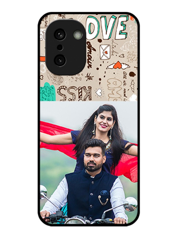 Custom OnePlus 15R 5G Custom Glass Phone Case - Love Doodle Pattern