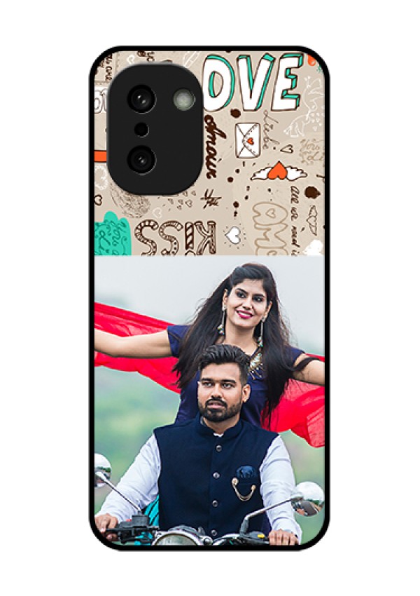 OnePlus 15R 5G Custom Glass Phone Case - Love Doodle Pattern
