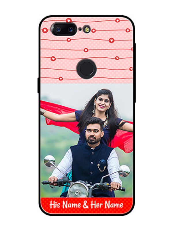 Custom OnePlus 5T Personalized Glass Phone Case  - Red Pattern Case Design