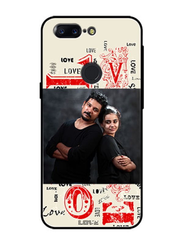 Custom OnePlus 5T Photo Printing on Glass Case  - Trendy Love Design Case