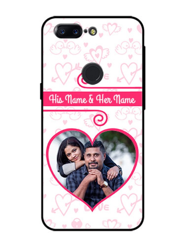 Custom OnePlus 5T Personalized Glass Phone Case  - Heart Shape Love Design