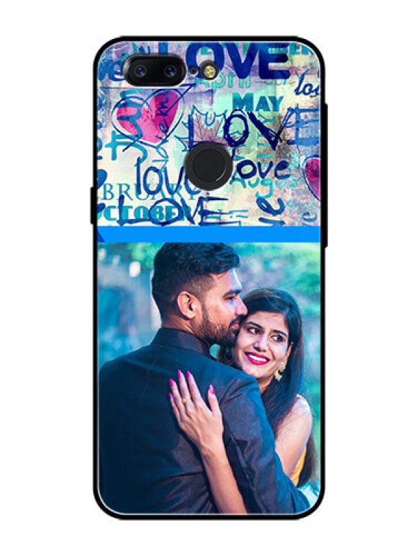 Custom OnePlus 5T Custom Glass Mobile Case  - Colorful Love Design