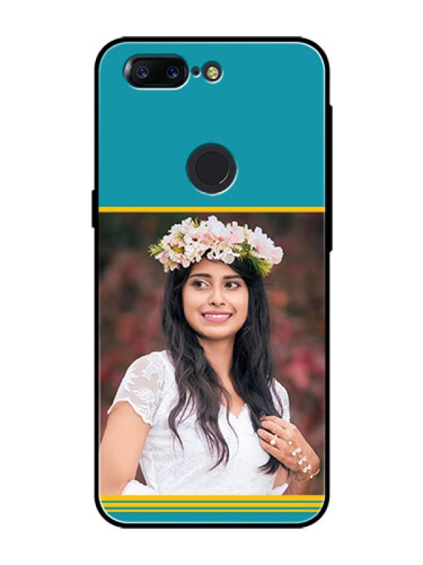 Custom OnePlus 5T Custom Glass Phone Case  - Yellow & Blue Design 