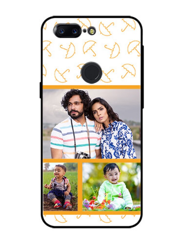 Custom OnePlus 5T Custom Glass Mobile Case  - Yellow Pattern Design