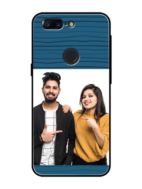 Custom OnePlus 5T Custom Glass Phone Case  - Blue Pattern Cover Design