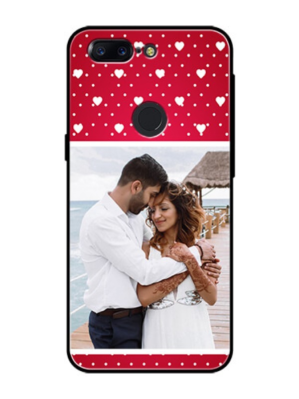 Custom OnePlus 5T Photo Printing on Glass Case  - Hearts Mobile Case Design