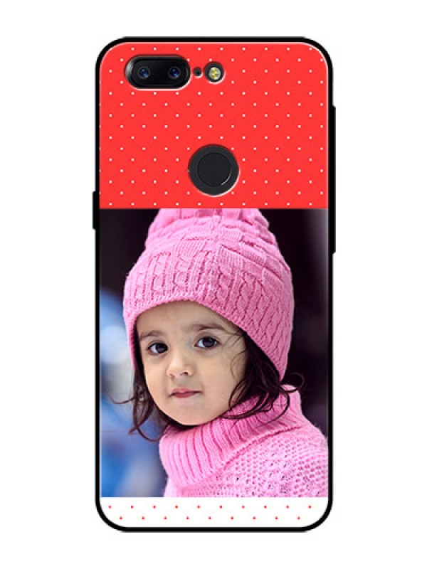 Custom OnePlus 5T Photo Printing on Glass Case  - Red Pattern Design