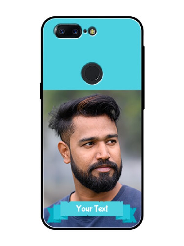 Custom OnePlus 5T Personalized Glass Phone Case  - Simple Blue Color Design