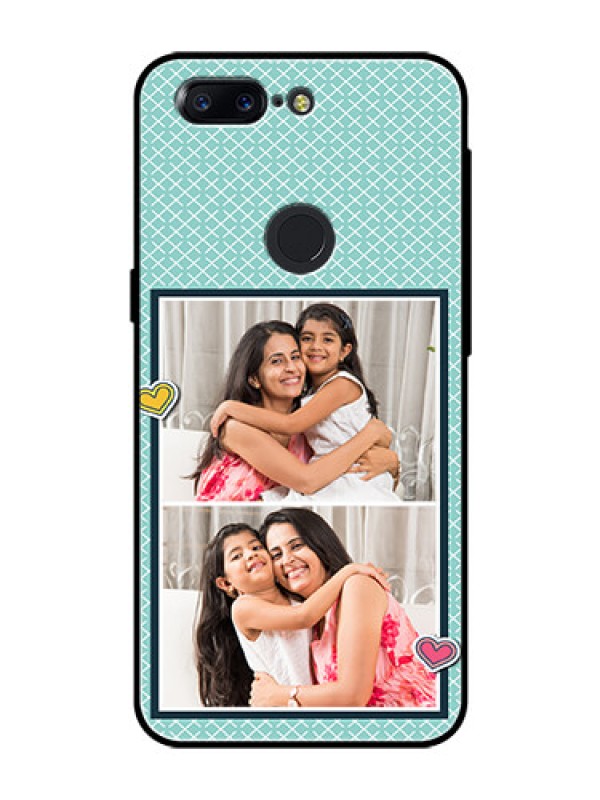 Custom OnePlus 5T Custom Glass Phone Case  - 2 Image Holder with Pattern Design