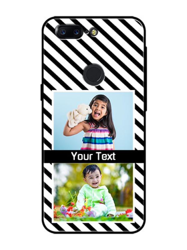 Custom OnePlus 5T Photo Printing on Glass Case  - Black And White Stripes Design