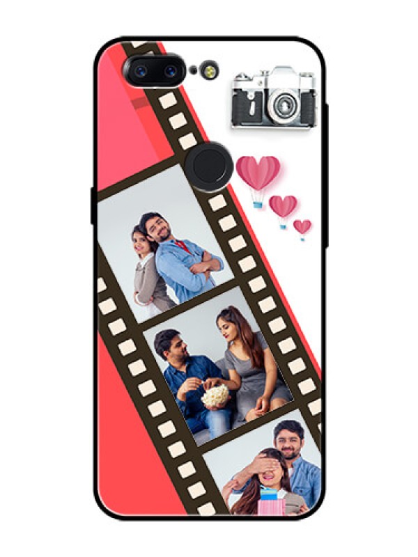 Custom OnePlus 5T Personalized Glass Phone Case  - 3 Image Holder with Film Reel