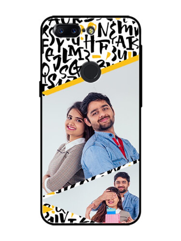 Custom OnePlus 5T Custom Glass Mobile Case  - Letters Pattern Design