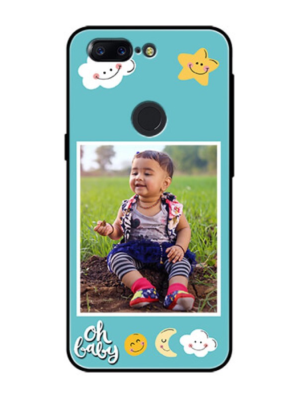 Custom OnePlus 5T Personalized Glass Phone Case  - Smiley Kids Stars Design