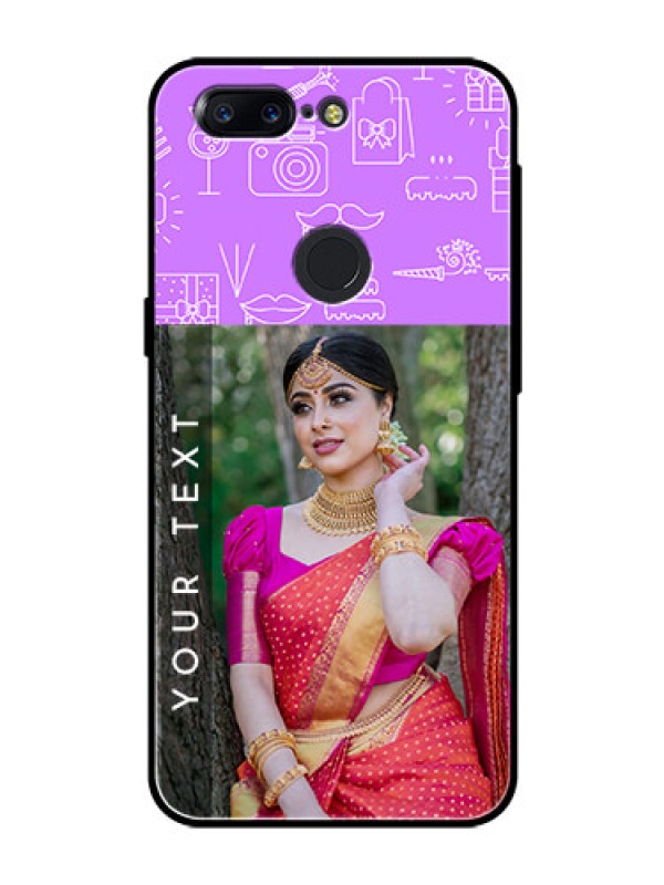 Custom OnePlus 5T Custom Glass Mobile Case  - Birthday Icons Design