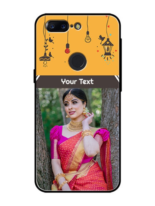 Custom OnePlus 5T Custom Glass Mobile Case  - with Family Picture and Icons 