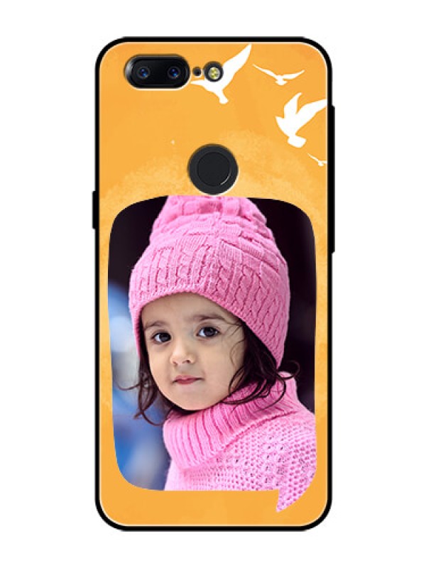 Custom OnePlus 5T Personalized Glass Phone Case  - Water Color Design with Bird Icons