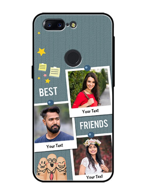 Custom OnePlus 5T Personalized Glass Phone Case  - Sticky Frames and Friendship Design