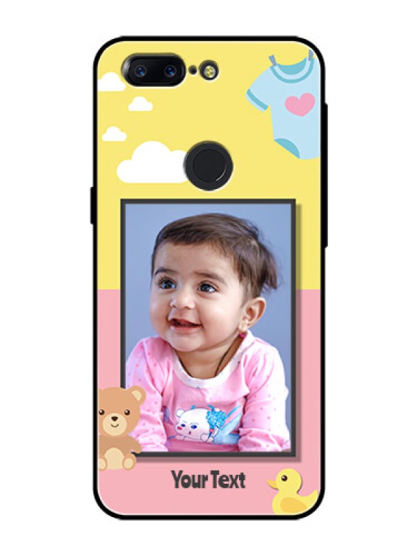 Custom OnePlus 5T Photo Printing on Glass Case  - Kids 2 Color Design