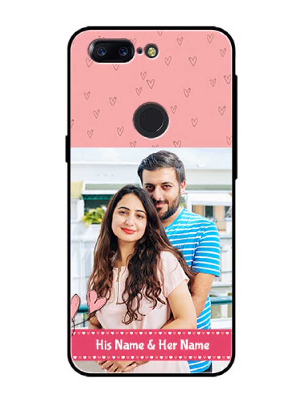 Custom OnePlus 5T Personalized Glass Phone Case  - Love Design Peach Color
