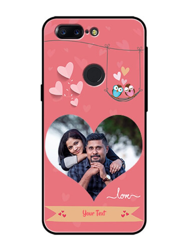 Custom OnePlus 5T Personalized Glass Phone Case  - Peach Color Love Design 