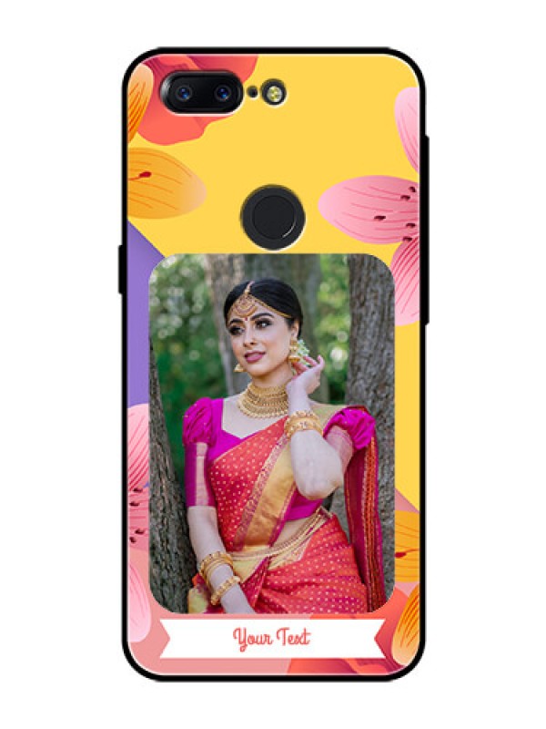 Custom OnePlus 5T Custom Glass Mobile Case  - 3 Image With Vintage Floral Design