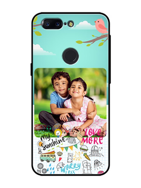 Custom OnePlus 5T Photo Printing on Glass Case  - Doodle love Design