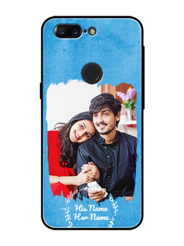 Custom OnePlus 5T Custom Glass Phone Case - Blue Color Vintage Design