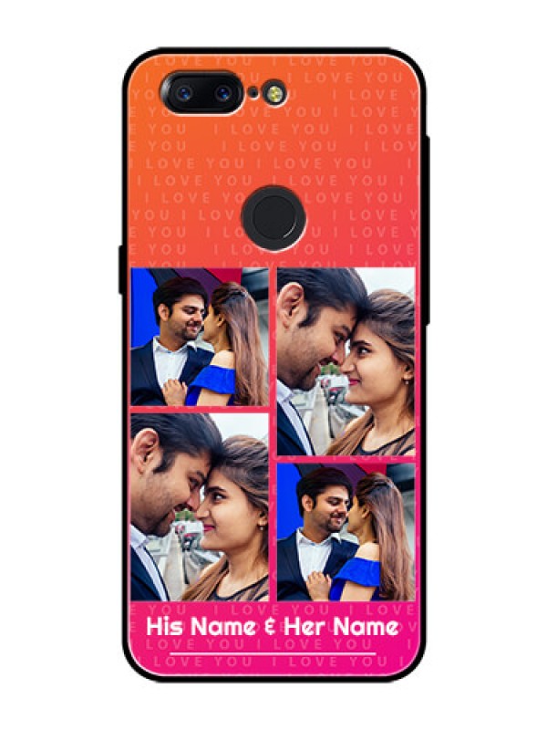 Custom OnePlus 5T Custom Glass Phone Case  - I Love You Pink Design
