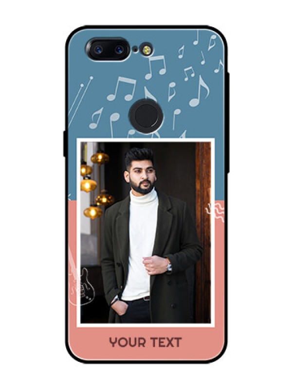 Custom OnePlus 5T Photo Printing on Glass Case  - with Color Musical Note Design