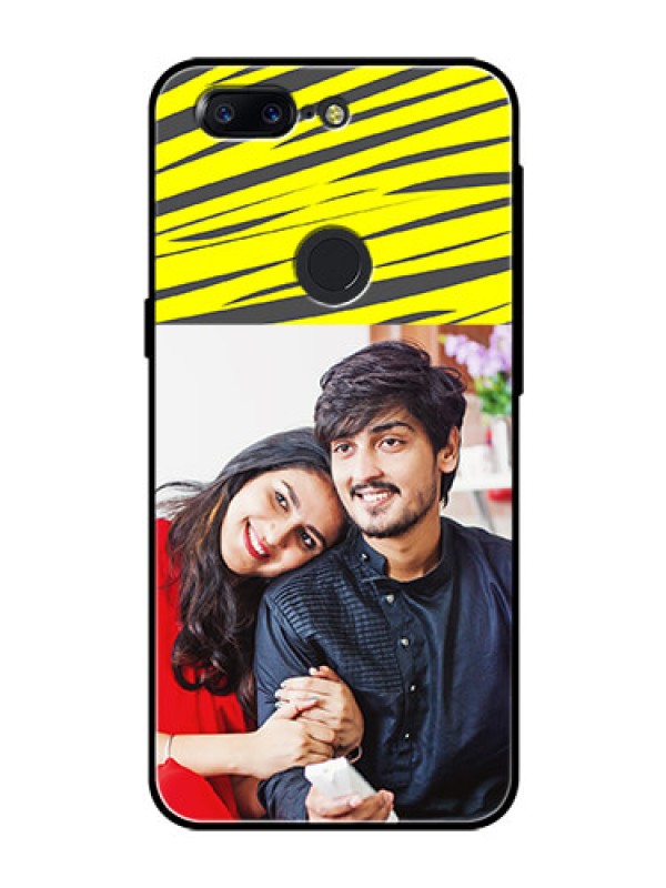 Custom OnePlus 5T Photo Printing on Glass Case  - Yellow Abstract Design