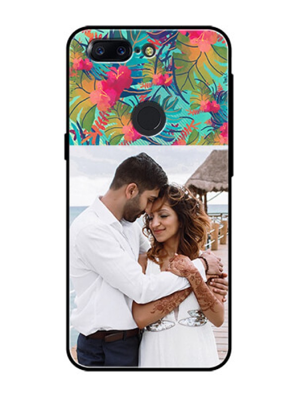 Custom OnePlus 5T Photo Printing on Glass Case  - Watercolor Floral Design