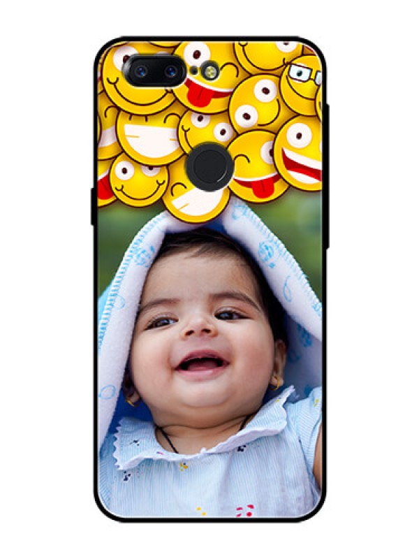 Custom OnePlus 5T Custom Glass Mobile Case  - with Smiley Emoji Design