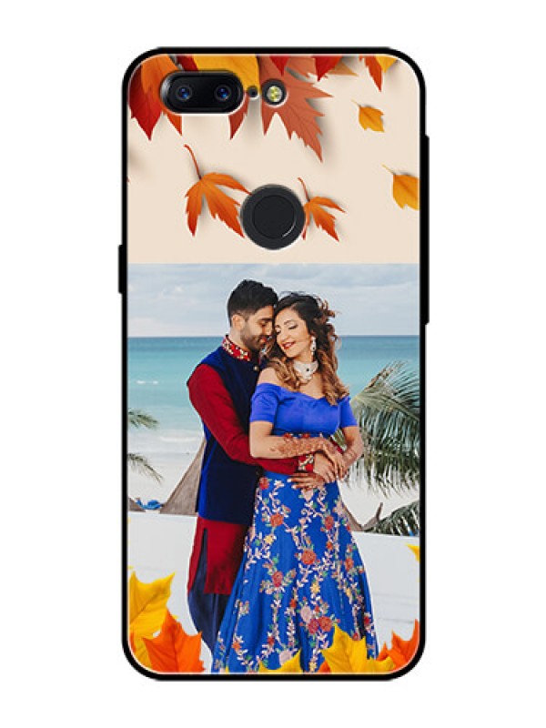 Custom OnePlus 5T Photo Printing on Glass Case  - Autumn Maple Leaves Design