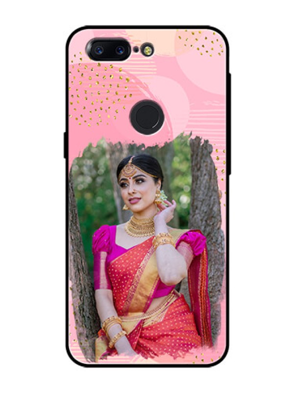 Custom OnePlus 5T Personalized Glass Phone Case  - Gold Glitter Splash Design