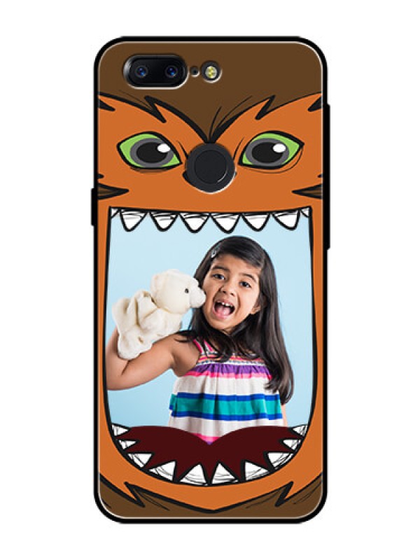 Custom OnePlus 5T Photo Printing on Glass Case  - Owl Monster Back Case Design