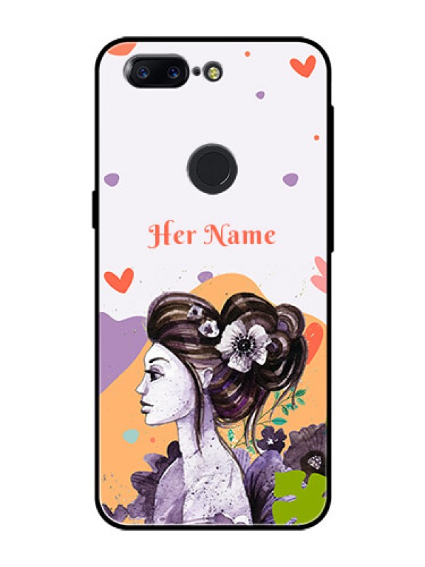 Custom OnePlus 5T Personalized Glass Phone Case - Woman And Nature Design